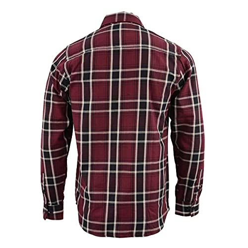 Milwaukee Leather MNG11640 Men's Flannel Plaid Shirt Maroon Black and White Long Sleeve Cotton Button Down Shirt2