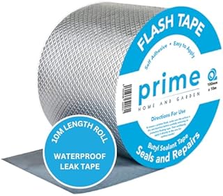 Butyl Flash Tape 100mm x 10m for Roof and Waterproof Tape for Leaks Repair Aluminum Coating Flashing Repair Sealant Seal Strip for Repairing Roof Crack, Gutter and Holes (100mmx10m)