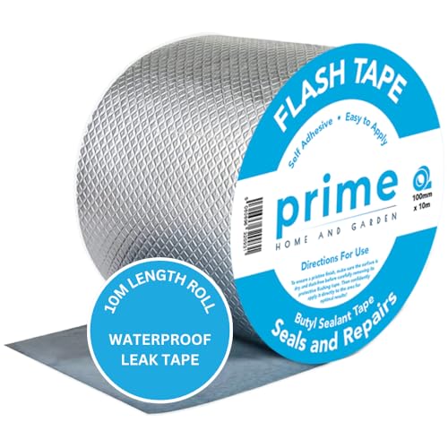Butyl Flash Tape 100mm(10cm) x 10m for Roof and Waterproof Tape for Leaks Repair Aluminum Coating Flashing Repair Sealant Seal Strip for Repairing Roof Crack, Gutter and Holes 4 Inch