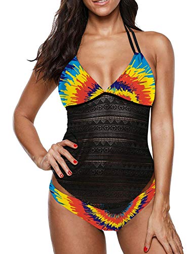 BIKINX Halter Tankini Swimsuits for Women Swimwear Tummy Control Two Piece Plus Size Bathing Suit