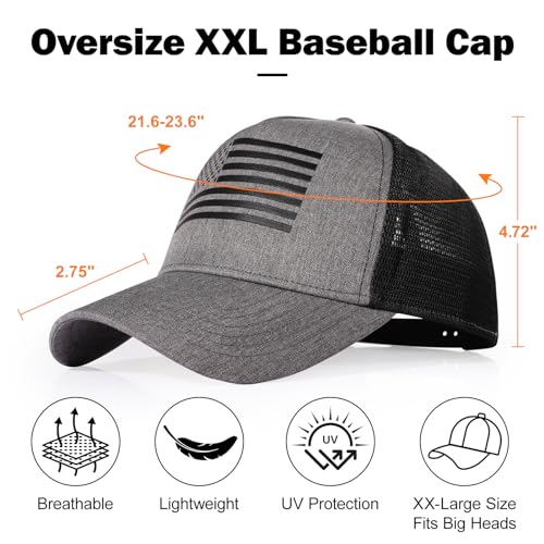 Image of Oversize XXL American Flag Trucker Hat | Big Heads, Adjustable Mesh Snapback, Baseball Cap, 3D Embossed Flag