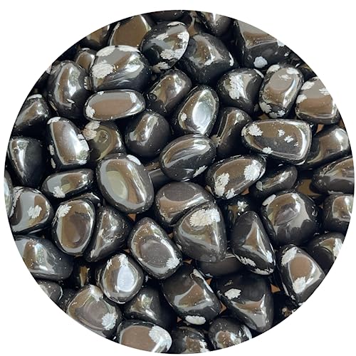Image of GAF TREASURES 1 /2 LB Snowflake Obsidian Tumbled Stones, Polished Natural Snowflake Obsidian Gemstone, Snowflake Obsidian Healing Crystals (Snowflake Obsidian)