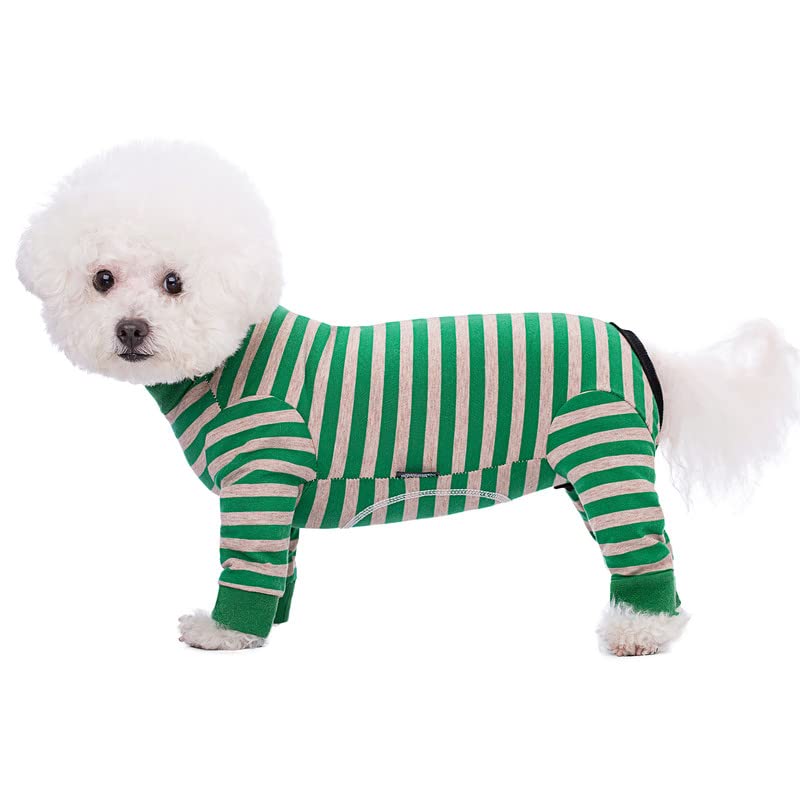 Image of Dog Surgery Recovery Suit for Small Dogs, 4-Legged Dog Onesie After Surgery with Back Snaps, Breathable Cotton Spay and Neuter Bodysuit for Female and Male Dogs
