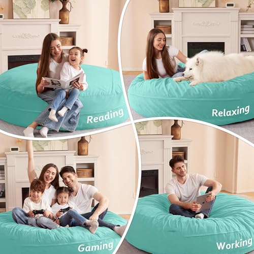 Image of HABUTWAY XX-Large Bean Bag Chair: Giant 7' Memory Foam Furniture Bean Bag Chairs for Adults with Microfiber Cover 7Ft(Aqua Ombre)