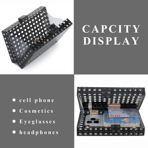 Image of GOKTOW Rattan Acrylic Bag Clutch Purse Evening Bag Woven Handbag Summer Beach Purse