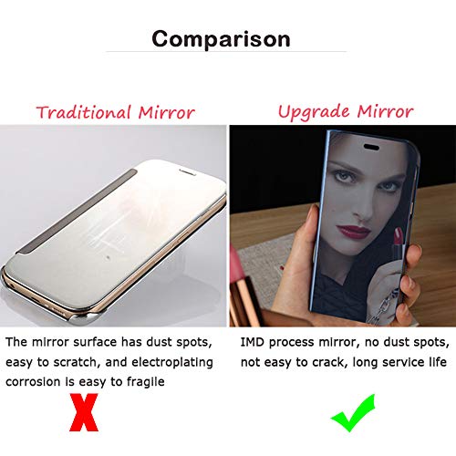 Capa flip espelhada C-Super Mall para Galaxy S9 Plus, capa com suporte galvanizado de luxo com prote