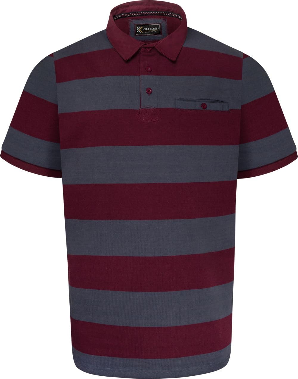 Kam Men's Red Jeanswear Short Sleeve Stripe Rugby Polo Shirt - 4XL
