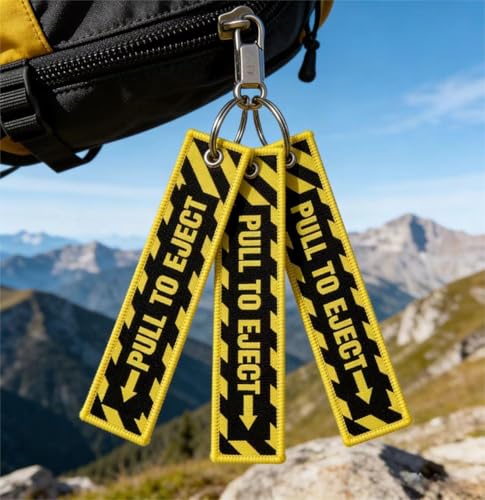 Image of 3 Pack Pull To Eject, Key Chain Tag with Key Ring - Keys, Cars, Motorcycles, Backpacks, Luggage and Gifts - EDC