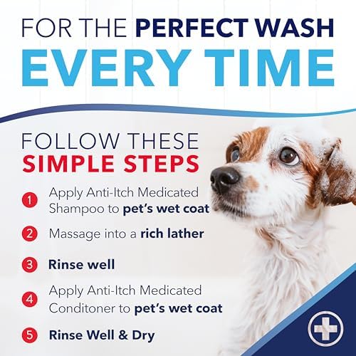 TropiClean Oxymed Medicated Cat & Dog Shampoo and Conditioner Set for Itchy Skin, Skin Soothing Oatmeal Shampoo & Conditioner for Dogs & Cats | Set of 2 : Pet Supplies Product Image