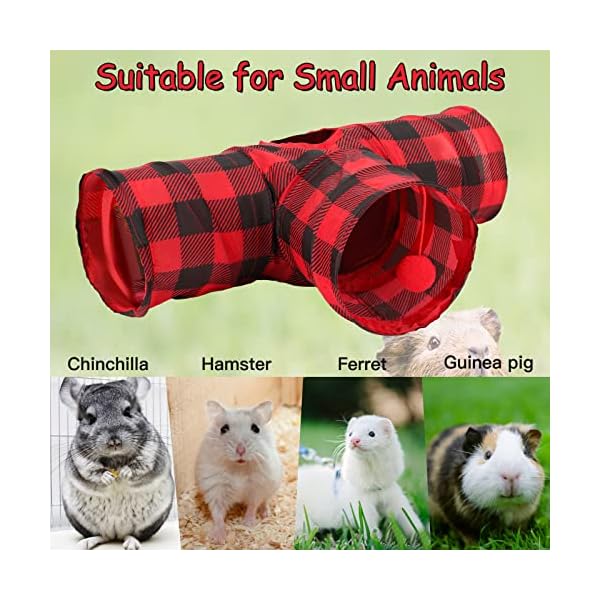 Yuepet guinea pig tunnel and tube collapsible 3 way guinea pig hideout with plaid classic style, small animal tunnel for guinea pig ferret hamster chinchilla - image 5