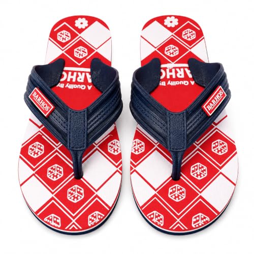 Image of BARHOS Men's Printed Flip Flops Comfortable Casual Lightweight Slippers | Casual Slippers, Dice Print Design, Navy Blue Straps, Non-Slip Sole, Comfortable Fit