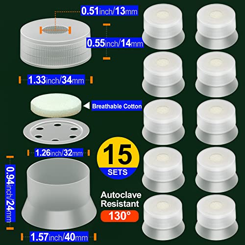 Biomed Solutions Pilzbeutel und Ring zum Anbau von essbaren Pilzen, 32 mm, 15 Stück