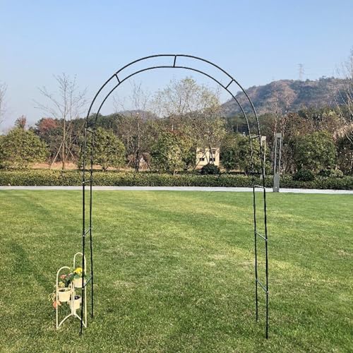 Wytrzymały metalowy łuk różany do użytku wewnątrz i na zewnątrz, solidny stojak na kwiaty pergola i wsparcie dla roślin pnących, elegancka czarna rama pawilonu ogrodowego