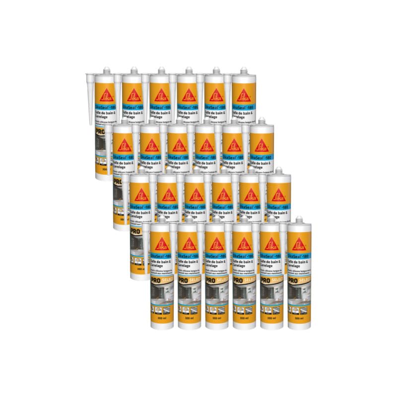 Lot de 24 mastics silicone SIKA Sikaseal-180 Salle de bain & carrelage - Blanc - 300ml