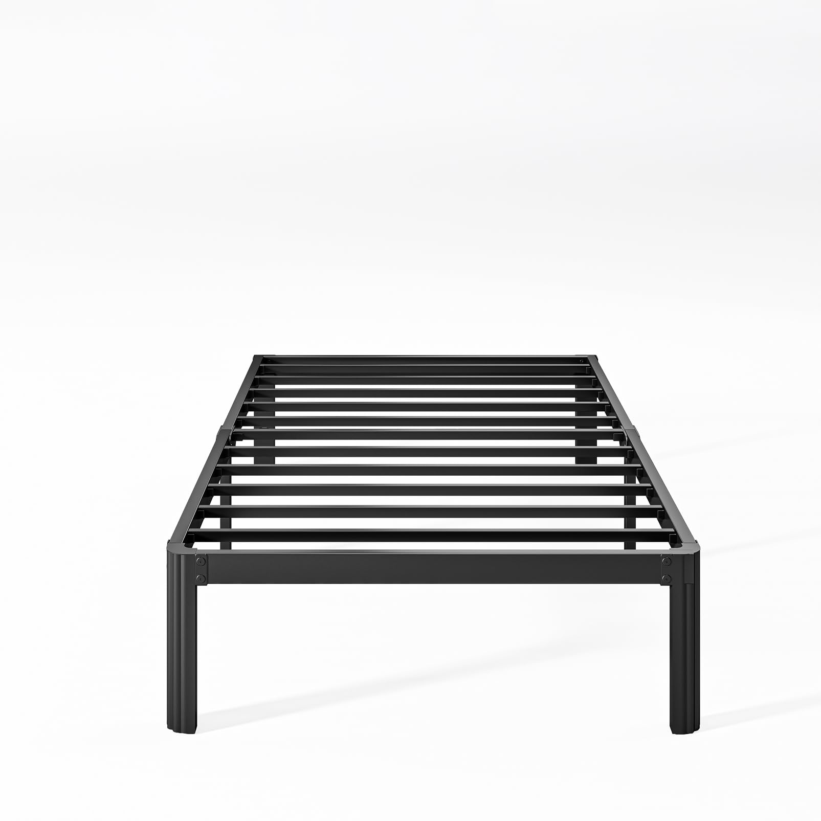 12 Inch High Twin Bed Frames No Box Spring Needed, Metal Bed Frame Twin Size with Round Edge, Easy Assembly, Heavy Duty, Black