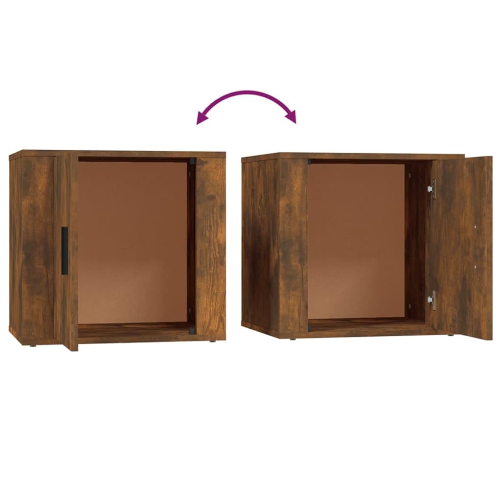 Juego de 2 mesitas de noche en roble ahumado, 50 x 39 x 47 cm, mesitas de noche de madera con espacio para el dormitorio, mesas auxiliares para camas con somier y camas tapizadas