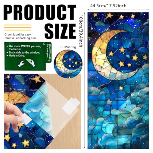 Película adhesiva para ventana Nuxovilar luna y estrella miniatura 4