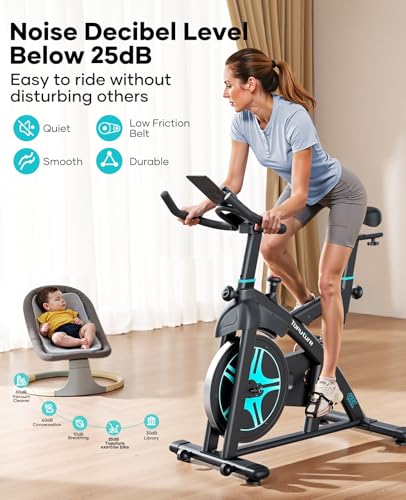 2025 Toputure Exercise Bike with APP, 0-100% Magnetic Resistance Spin Bike, 15kg Flywheel, Shock Absorption, LCD Display, Ultra-quiet Stationary Indoor Exercise Bikes for Home Gym Training - Image 4