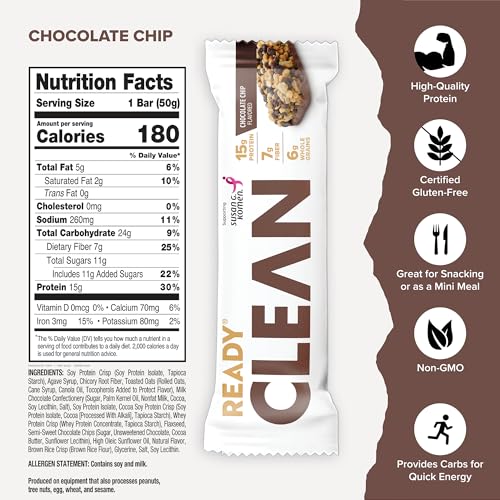 Image of Ready Protein Bars, Chocolate Chip, 15g Whey Protein, 12 Ct