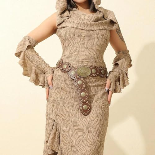 Women Wide-Disc Western-Belts Vintage-Cowgirl Concho-Waist Belt Chunky Country Belts for Jeans Pants4