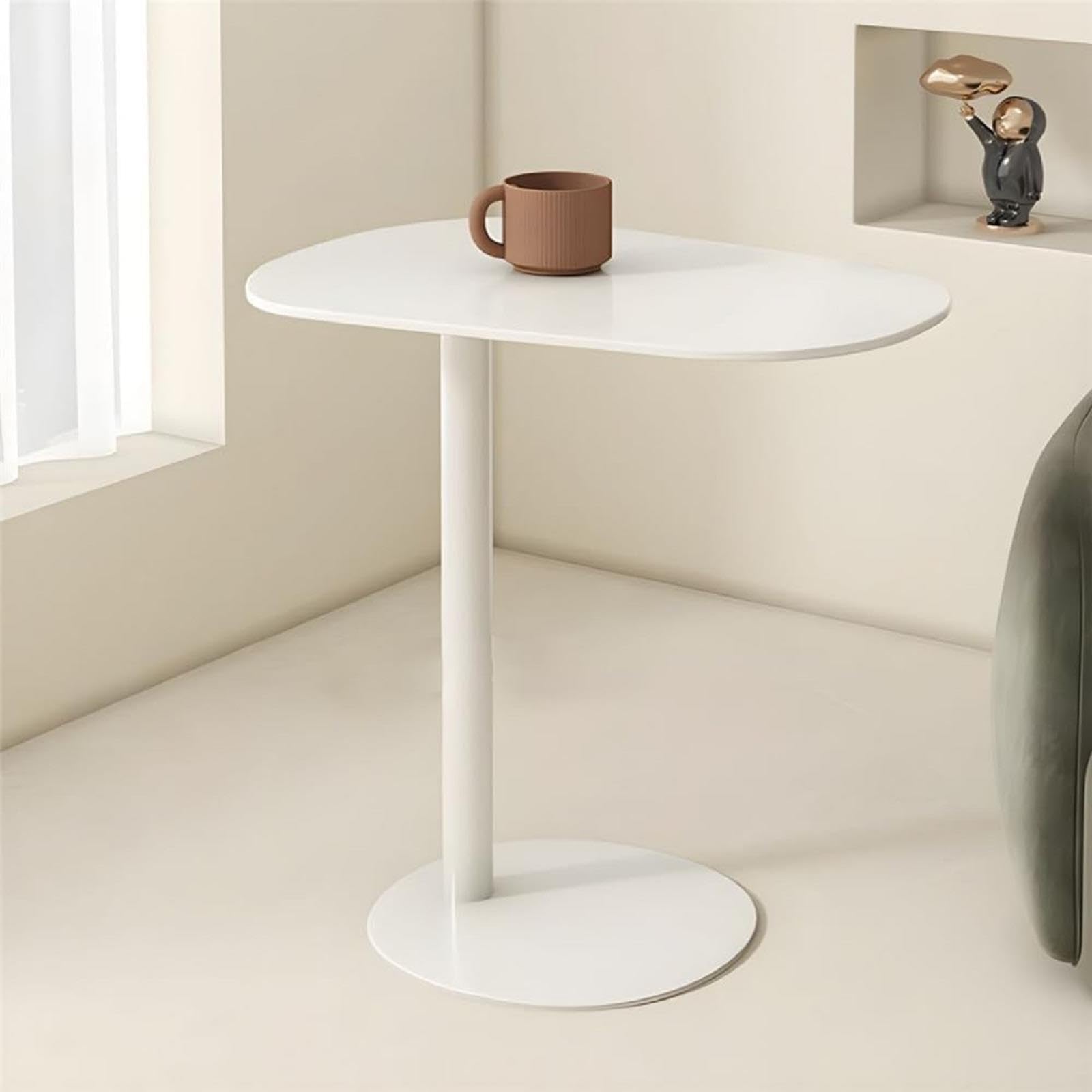 JIXDILO C-Shaped Side Table,Metal End Table Oval Top for Couch Sofa and Bed,Round Base Minimalist Cocktail Table,for Living Room Bedroom Coffee Table(