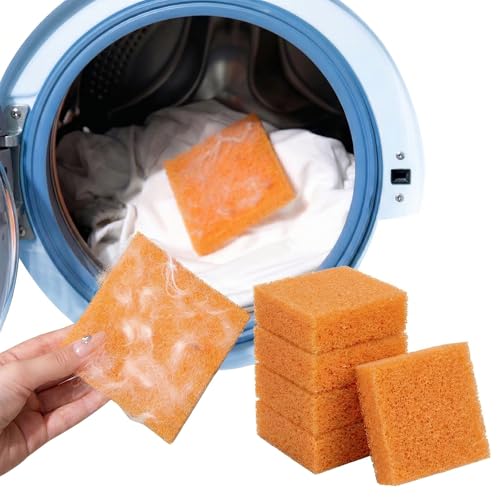 RVYEIOP 5 Piezas Bolas para Lavadora Atrapa Pelos, Esponja Quita Pelos Mascotas Lavadora para Ropa, Filtro de Pelusas Reutilizable para Pelo de Perro y Gato, Accesorios de Limpieza, Naranja