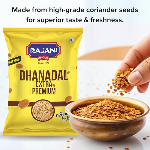 Image of RAJANI Extra Premium Roasted Dhanadal 200g (Pack of 2) Pouch, Digestive Mukhwas | Roasted Split Coriander Seeds | Dhaniya Dal | Traditional Mouth Freshener | After Meals Snack (Digestive Mukhwas)