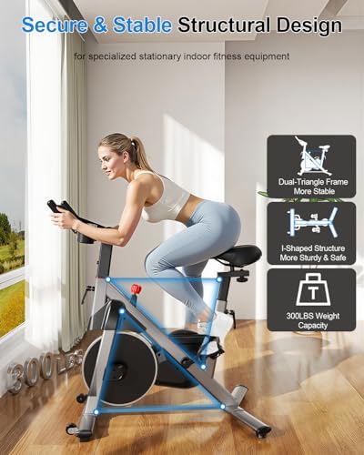 Image of SupeRun Magnetic Exercise Bike, Stationary Bike for Home, 32-Level Resistance Indoor Cycling with 300 lb Weight Capacity, Low Noise, and Fitness Courses (Fits Users 5'1 inch to 5'11 inch）
