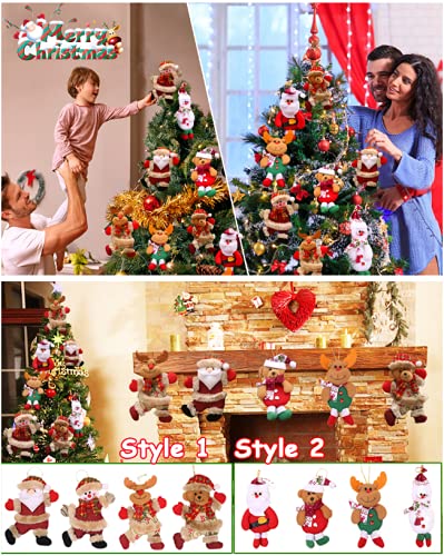 Plush Ornaments For Kid, 8 Pcs Hanging Ornaments, Santa Claus, Snowman, Reindeer, Bear, Christmas Tree Hanging Ornaments For Home, Christmas Ornaments Set, Gifts For Kids, Coworkers, Friends #TOP6