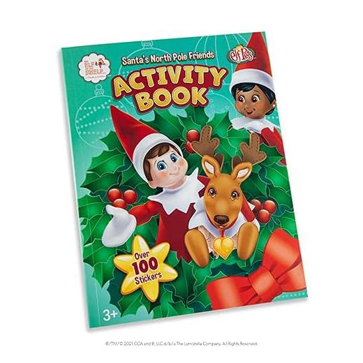 The Elf on the Shelf Libro de colorear para niños con texto en inglés "Santa's North Pole Friends: An Activity Book | Pegatinas para niños | Accesorios de elfo en el estante