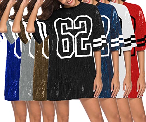 Nagfar Women Sequin Short T-Shirt Dress One Piece Set Birthday Party Short Sleeve Sports Casual Sexy Club Night Out Clubwear…4