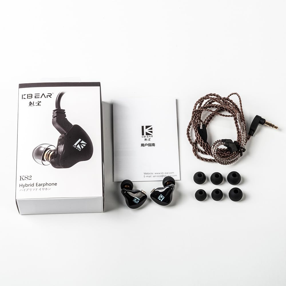 keephifi KBEAR KS2 IEM Casque Filaire avec Micro MEMS,10 mm PU+diaphragme Composite Biologique dans Les écouteurs,Division électronique de fréquence dans in Ear Monitor pour Musiciens,Jeux