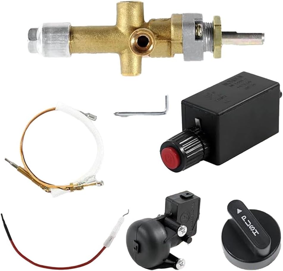 7Pcs Patio Gas Heater Replacement Parts Kit, Gas Patio Heaters Set Garden G-as Heaters Safety Kit, Control Valve With 5/8”-18UNF-3/8" Flare Inlet & Outlet, 60Cm Thermocouple With M8 Threaded Head