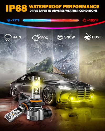 Image of Auxbeam H10 9140 9145 Fog Lights Golden Yellow Offroad Lights 10000LM