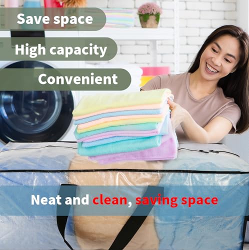 Image of Heavy Duty Clear Moving Bags with Strong Zipper & Comfortable Handles