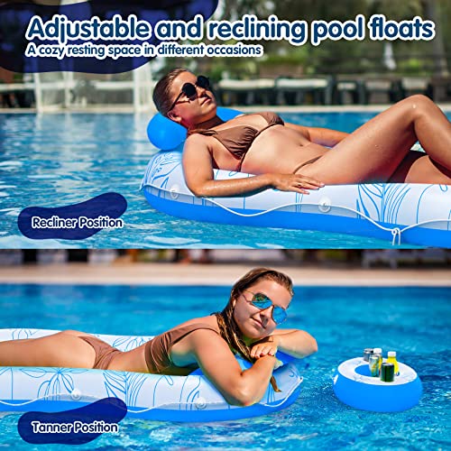 Bloranda Inflatable Pool Floats - Sunbathing Pool Floats Adult Size 70X40'' Lounger | Tanning Pool Floats Adult With Split Cup Holder, Tanning Bed Mat Pad Beach Pool Party Toys For Adults Kids #TOP1