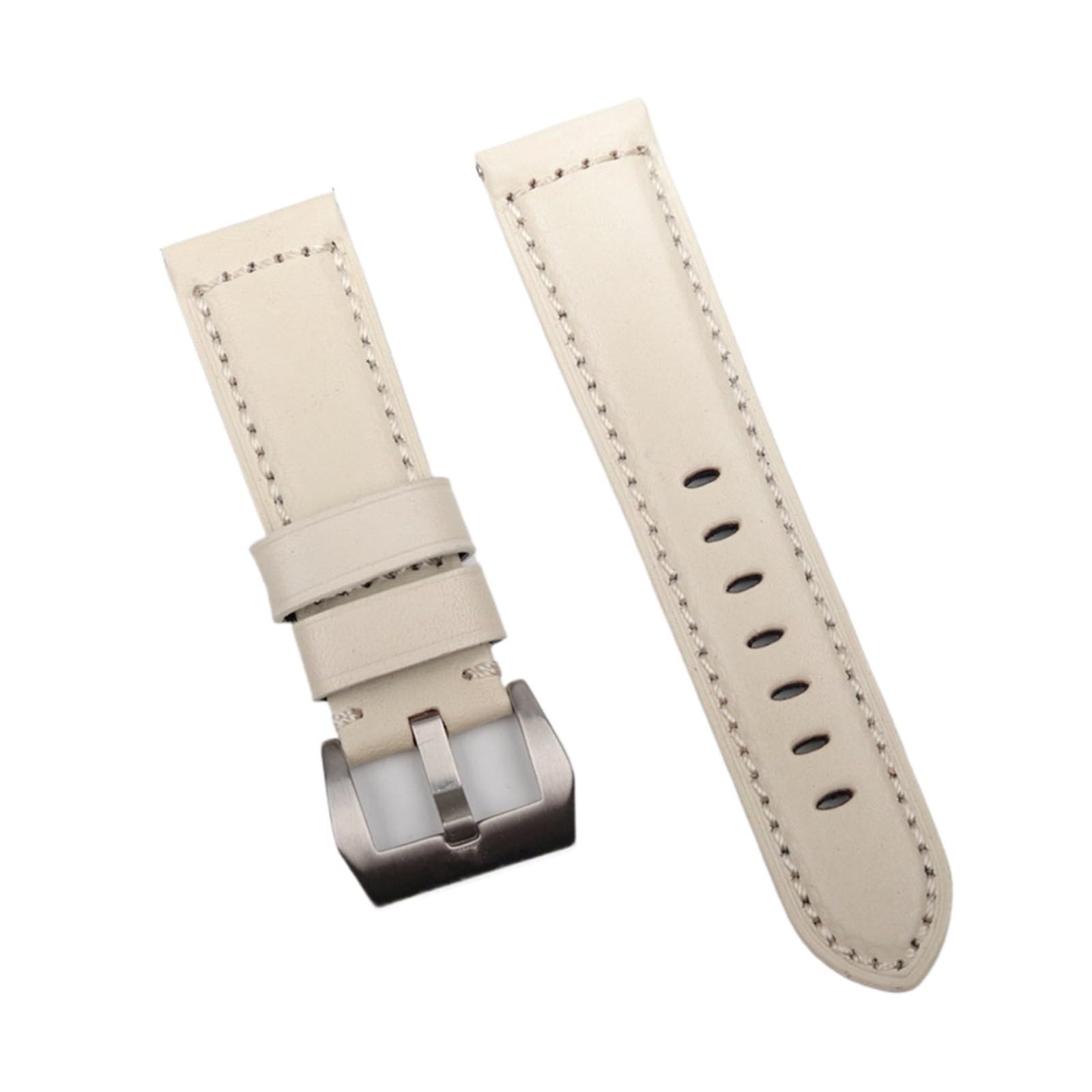 Run Ken Bracelet de montre beige 22 mm 24 mm en cuir véritable de remplacement compatible avec les bracelets