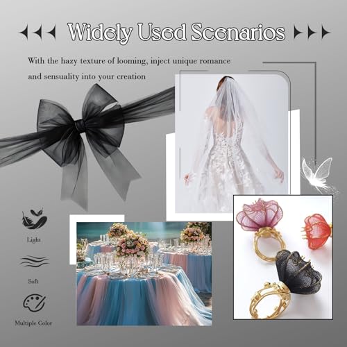 Luxurious Black Sheer Mesh Fabric - 54 Inch by 3 Yards, Non-Stretch Tulle Netting for Weddings, Prom, Costumes, and Craft Projects 8 Luxurious Black Sheer Mesh Fabric - 54 Inch by 3 Yards, Non-Stretch Tulle Netting for Weddings, Prom, Costumes, and Craft Projects - Image 7