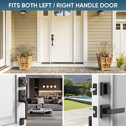 Image of TICONN Front Door Handle Set, Heavy Duty Square Door Lever & Single Cylinder Deadbolt Combo Reversible for Entrance Exterior Doors (Oil Rubbed Bronze)