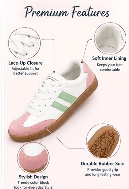 Image of Casual Sneaker Shoes for Women | Soft Cushioned Insole | Sneakers for Woman | Lightweight | Comfortable | Stylish, Trendy Girls and Women Sneakers with Laces