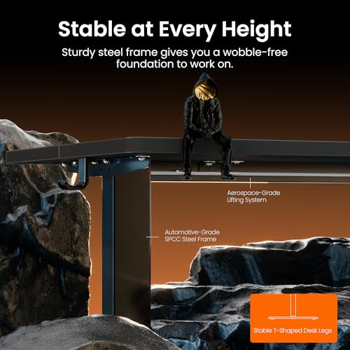 Image of ErGear Height Adjustable Electric Standing Desk, 63 x 28 Inches Sit Stand up Desk, Memory Computer Home Office Desk, Carbon Fiber Black