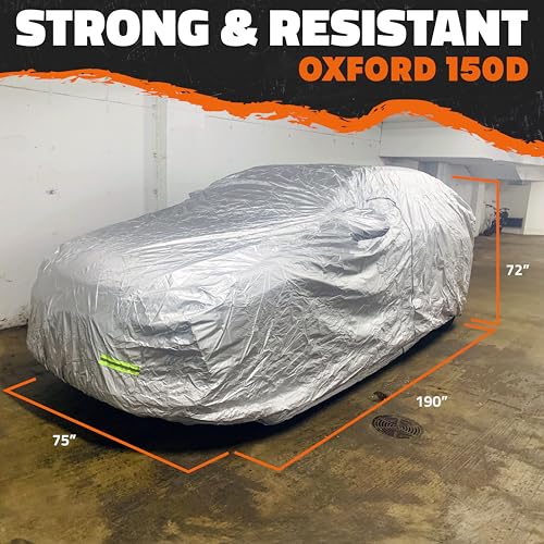 Image of Mockins 190 inchx75 inchx72 inch SUV Car Cover with Zipper Door | 150D Polyester Fabric Car Covers for Automobiles | Indoor & Outdoor SUV Cover w /Strap & Carry Bag | Full Exterior Covers for Basic Weather Defense