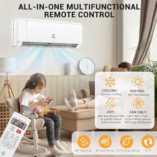 12000 BTU 22 SEER2 Mini climatiseur divisé et système de chauffage avec onduleur, 110 V AC mural avec pompe à chaleur et kit d'installation, refroidit jusqu'à 750 m²