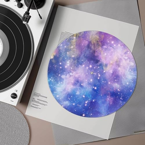 Uorisanigo Stars and Galaxy Turntable Slipmat 12 Inch Anti Vibration Vinyl Record Slip Mats for LP Record Player Turntable Vinyl Record Accessories