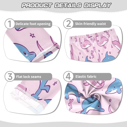 Bolaz Toddler Girls Leggings Printed Yoga Pants Leggings Pink Blue Whale for Kids3