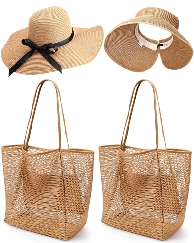 Set de 4 piezas sombrero y bolsa para playa mujer miniatura 1
