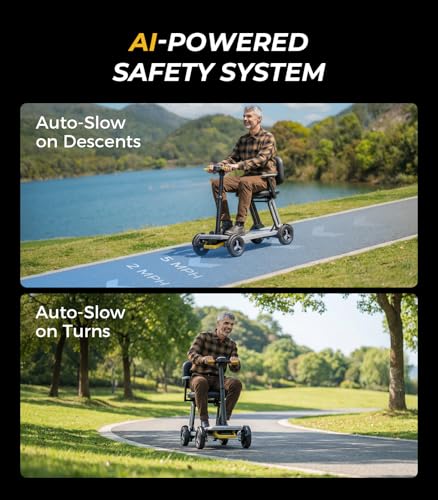 Image of PAISEEC L5 Mobility Scooter for Seniors - 32 lbs Ultra Lightweight Mobility Scooter, One-Step Folding, Airline Approved Mobility Scooters with PAI Safety System