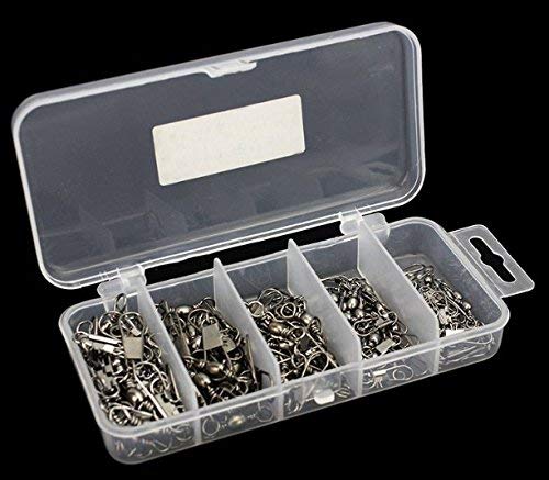 100pcs Fishing Line to Hook Clip Swivels Connector Rings Interlock Snap,Size #2#4#6#8#10