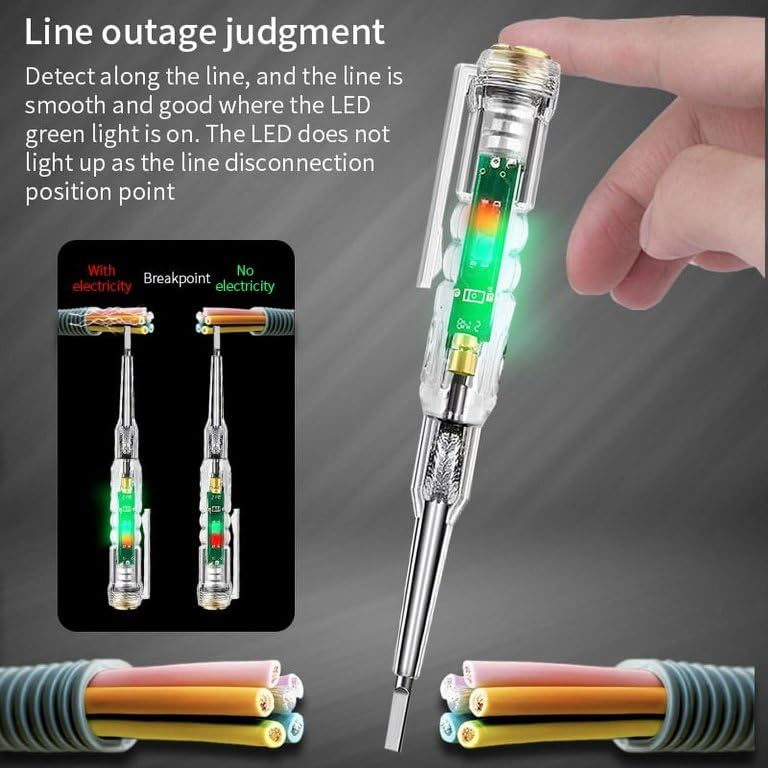 Image of Check Current Pen 70-250V AC Voltage Non-Contact Power Detector Pen Line Fault Plug Tester Electrical Circuit for Wiring Issues LED Indicator Built Screwdriver for Professionals & Home User (1PC)