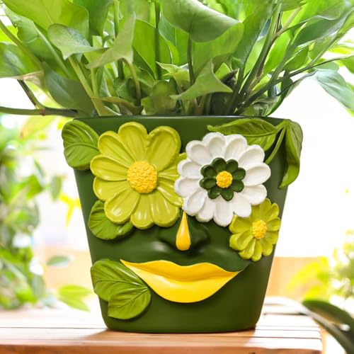 GUGUGO 8 Inch Flower Face Planters with Drainage